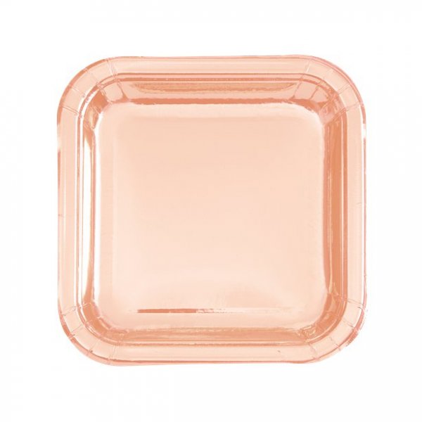 Desserttallerkener - Firkantede - Roségull - 8-pakning Desserttallerkener - Firkantede - Roségull - 8-pakning