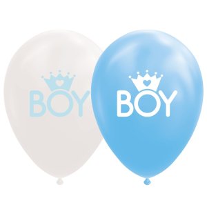 Ballonger - S�nn - Babybl�/Hvit - 30 cm - 8-pakning
