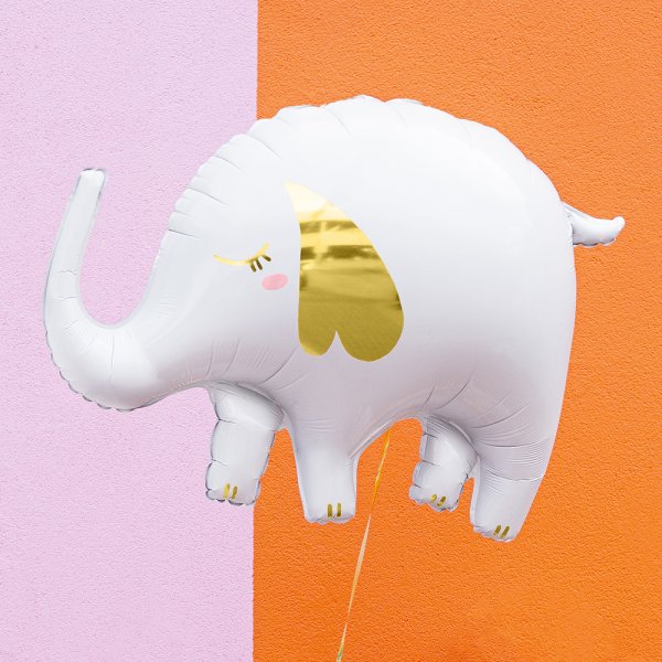 Folieballong - Elefant - Hvit/Gull Folieballong - Elefant - Hvit/Gull