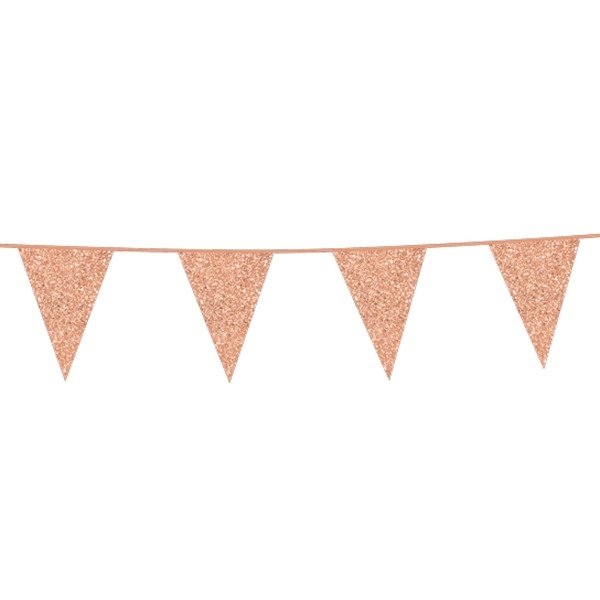 Girlander - Glitrende roségull - 6 m - Vimpler, Hengende dekorasjoner