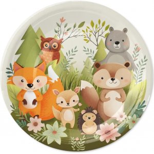 Papirtallerkener - Skogens venner - 18 cm - 6-pakning