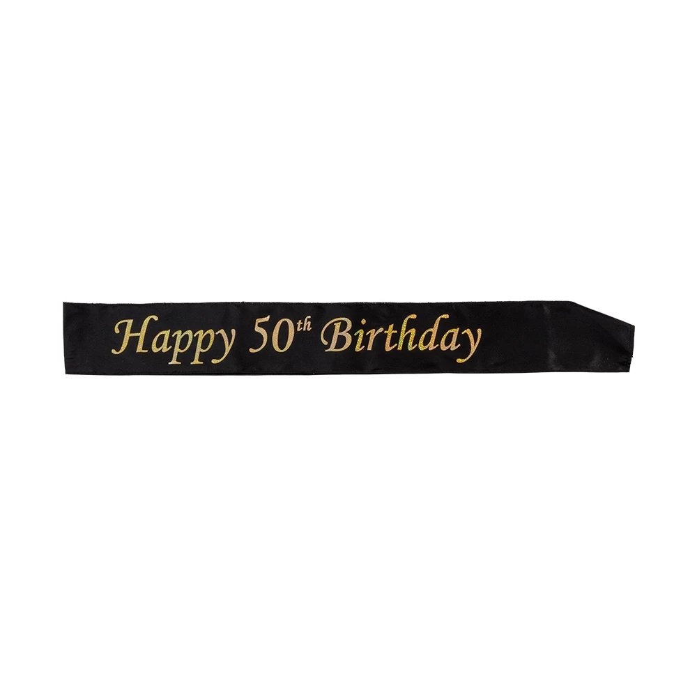 Bånd - 50-årsdag - Svart/Gull - 50-års bursdagsfest