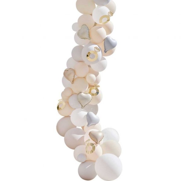 Ballongbue - Forlovelsesringer og hjerter - Hvit/Taupe/Grå Ballongbue - Forlovelsesringer og hjerter - Hvit/Taupe/Grå