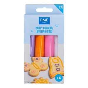 Ferdiglaget glasur/frosting - 4 farger Lilla, oransje, rosa, lys lilla - PME - 80g Ferdiglaget glasur/frosting - 4 farger Lilla, oransje, rosa, lys lilla - PME - 80g