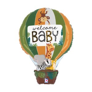 Folieballong - Jungel varmluftsballong - Welcome Baby