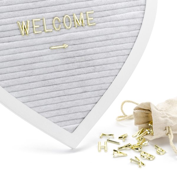 Bokstavtavle - Hjerte - Hvit/Gull Bokstavtavle - Hjerte - Hvit/Gull