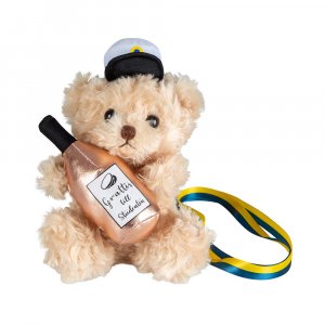 Studentbamse med flaske - 16 cm