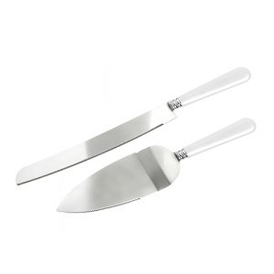 Serveringssett - Kakeskje og kniv - Hvitt hndtak