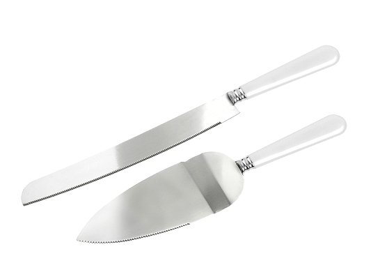 Serveringssett - Kakeskje og kniv - Hvitt håndtak Serveringssett - Kakeskje og kniv - Hvitt håndtak