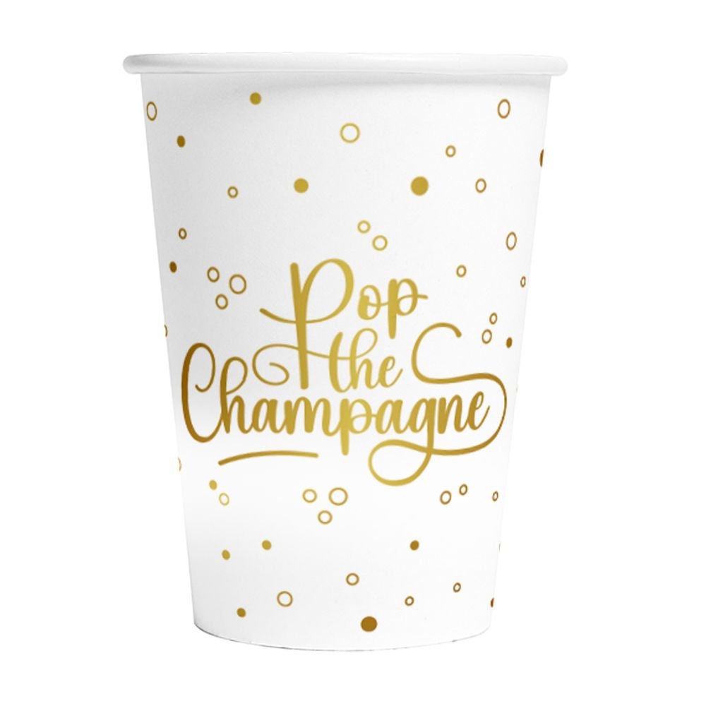 Pappkrus – Pop the Champagne – 210 ml – 8-pakning – Papirkopper, Borddekking