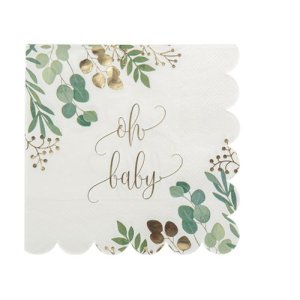 Servietter til babyshower - Gr�nne - 16-pakning