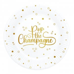 Papptallerkener Pop the Champagne - Hvit 23 cm - 8-pakning Papptallerkener Pop the Champagne - Hvit 23 cm - 8-pakning