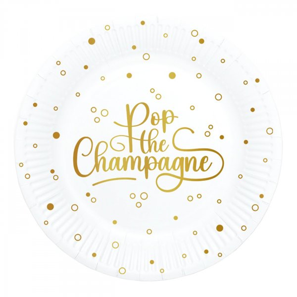 Papptallerkener Pop the Champagne - Hvit 23 cm - 8-pakning Papptallerkener Pop the Champagne - Hvit 23 cm - 8-pakning
