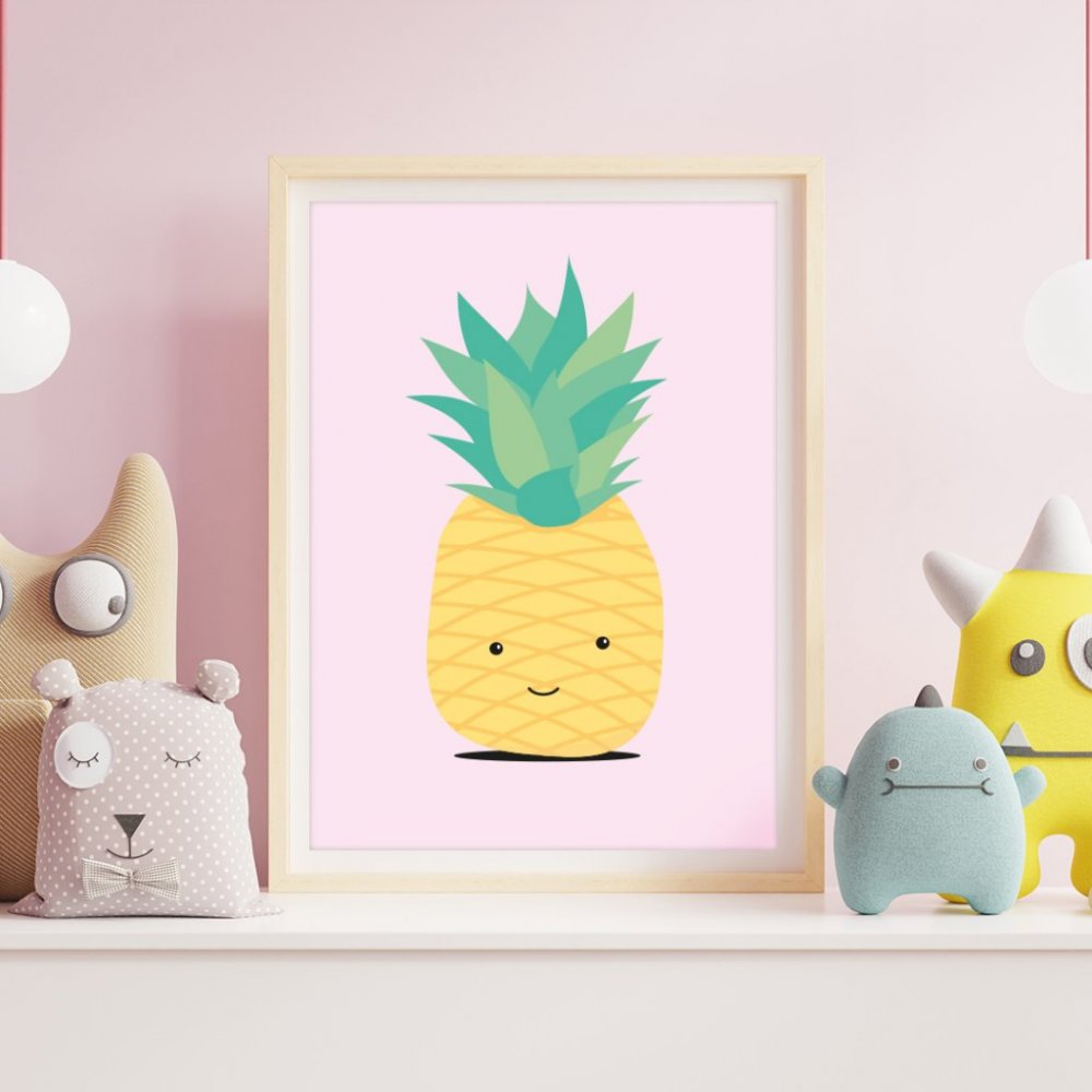 Plakat - Rosa ananas - Størrelse: A3 (297 x 420 mm)