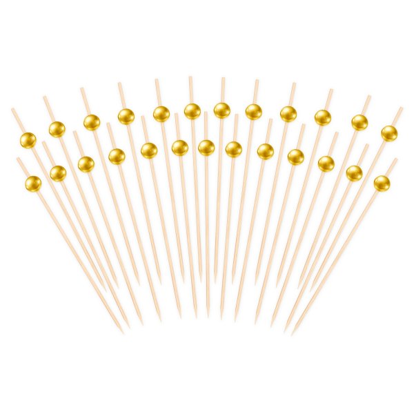 Snackpinner/Drikkepinner - Gull - 12 cm - 25 stk