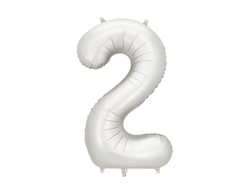 Tallballong – Matt sølv – 86 cm – Nummer: 2 – Tallballonger, Ballonger