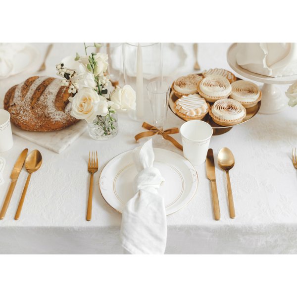 Papirtallerkener med ornamenter - Hvit - 23 cm