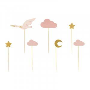 Kakespenner - Stork - Rosa/Gull - 7-pakning