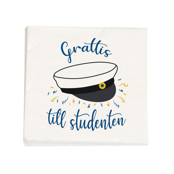 Små servietter - Gratulerer til uteksaminerte - Blå/Hvit - 25x25 cm - 16-pakning Små servietter - Gratulerer til uteksaminerte - Blå/Hvit - 25x25 cm - 16-pakning