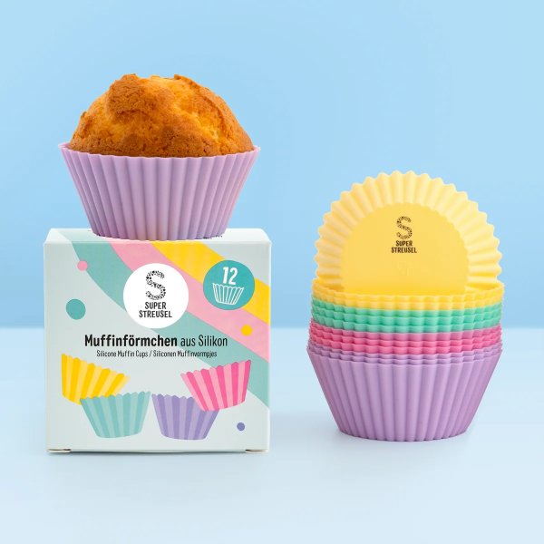 Silikonform - Muffinsformer - Super Streussel - Blandede farger - 12 stk Silikonform - Muffinsformer - Super Streussel - Blandede farger - 12 stk