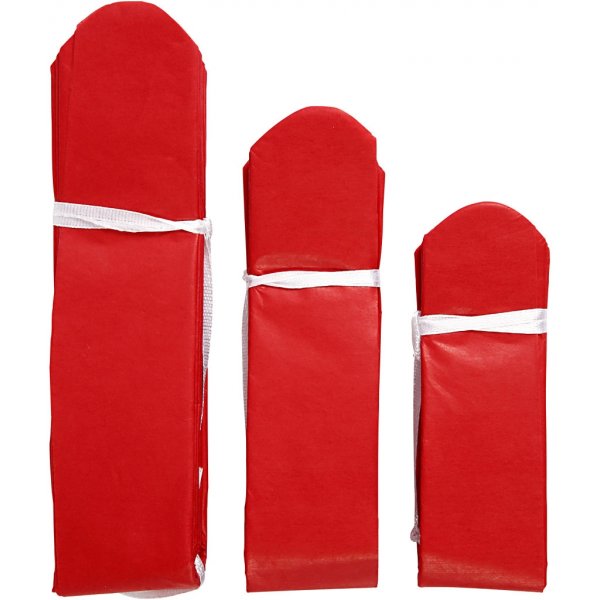 Papirpomponger - r�de - Dia. 20+24+30 cm - 3 stk