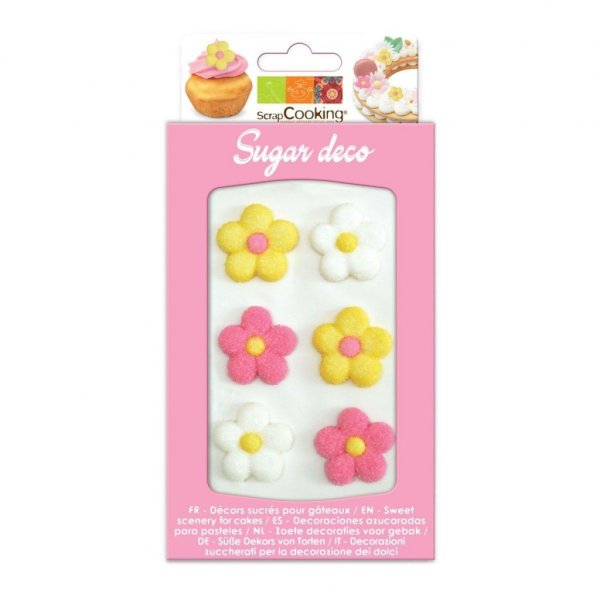 Sockerblommor - ScrapCooking - Rosa/Gul/Vit