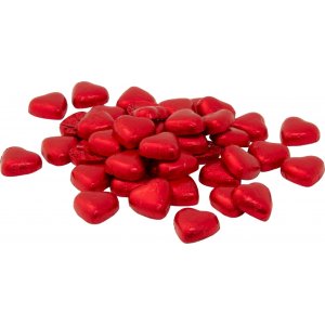 Melkesjokoladehjerte - Folie - Rd - 5 stk