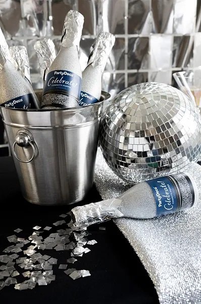 Konfettikanon - Champagneflaske 20,5 cm - S�lv