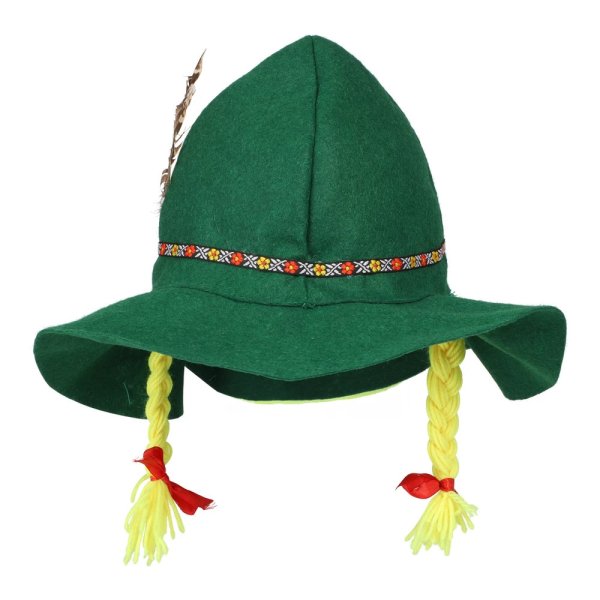 Hatt med fletter - Oktoberfest - Grønn Hatt med fletter - Oktoberfest - Grønn