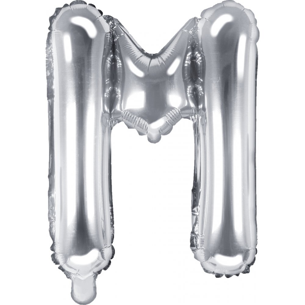 Bokstavballonger – Sølv – 35 cm – Bokstav: M – Bokstavballonger, Ballonger