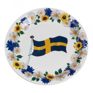 Papirtallerkener - Blomster/Svensk flagg - 8-pakning Papirtallerkener - Blomster/Svensk flagg - 8-pakning