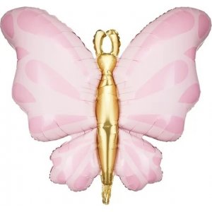 Folieballong - Sommerfugl - Rosa