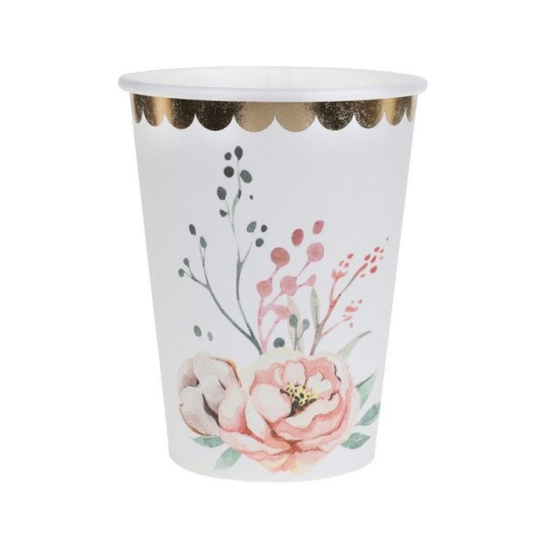 Papirkopper - Rosa blomster - 10-pakning