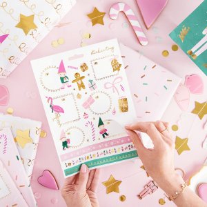 Julegaveetiketter - Gnomer - Rosa/Mint/Gull Julegaveetiketter - Gnomer - Rosa/Mint/Gull