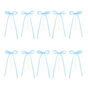 Kakepinner/Kaketopper - Rosetter - Lysebl - 10-pakning