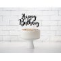 Cake Topper - Happy Birthday - Svart