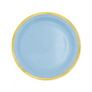 Desserttallerkener - Bl - Gullkant - 6-pakning