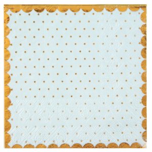 Sm servietter - Prikker med gullkant - Bl
