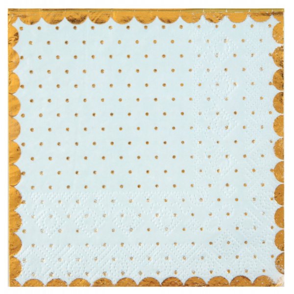 Sm servietter - Prikker med gullkant - Bl