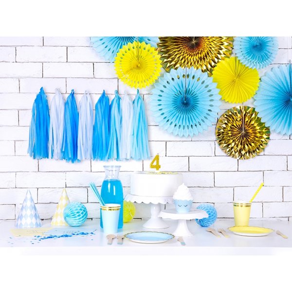 Papirkopper - Lysebl - Gullkant - 6-pakning