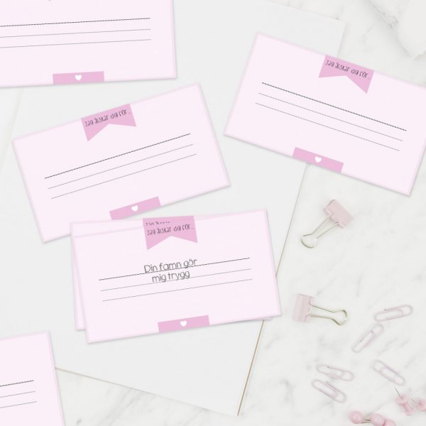 Utfyllingskort - Jeg elsker deg - Rosa - 20 stk