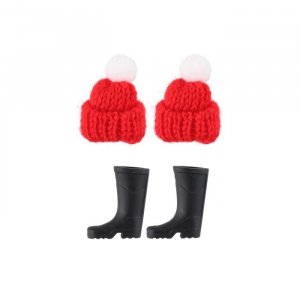 Julenissens stvler og varm lue - Svart/Rd