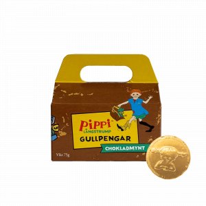 Pippi Langstr�mpes frakkveske - Gullpenger i sjokolade - 75 g