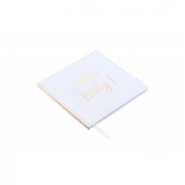 Gjestebok - Hello Baby - Hvit/Gull