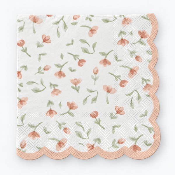 Servietter - Blomster - Lavendelbl� - 16-pakning