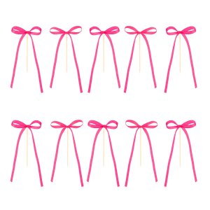 Kakepinn/Kaketopper - Slyfer - Knallrosa - 10-pakning