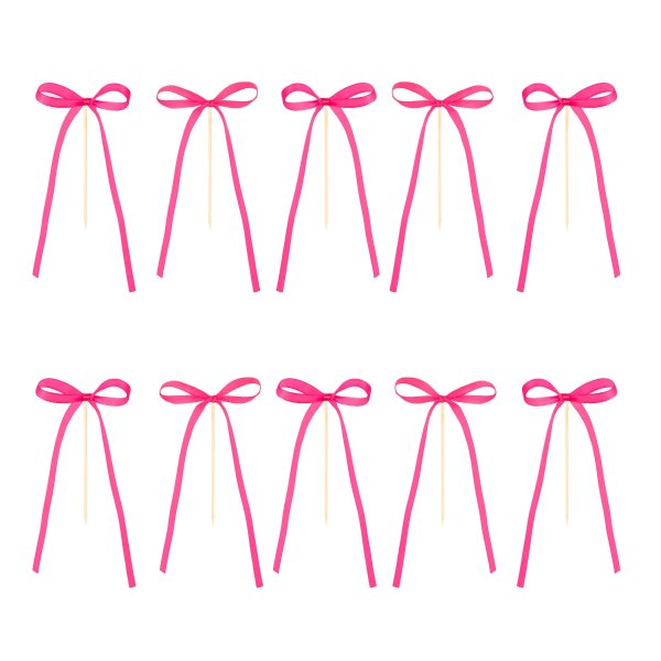 Kakepinn/Kaketopper - Sløyfer - Knallrosa - 10-pakning Kakepinn/Kaketopper - Sløyfer - Knallrosa - 10-pakning