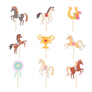Kaketoppere/Kakeprikker - Hestefest - 9 stk