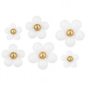 Ballongsett - Blomster - Hvit/Gull Ballongsett - Blomster - Hvit/Gull