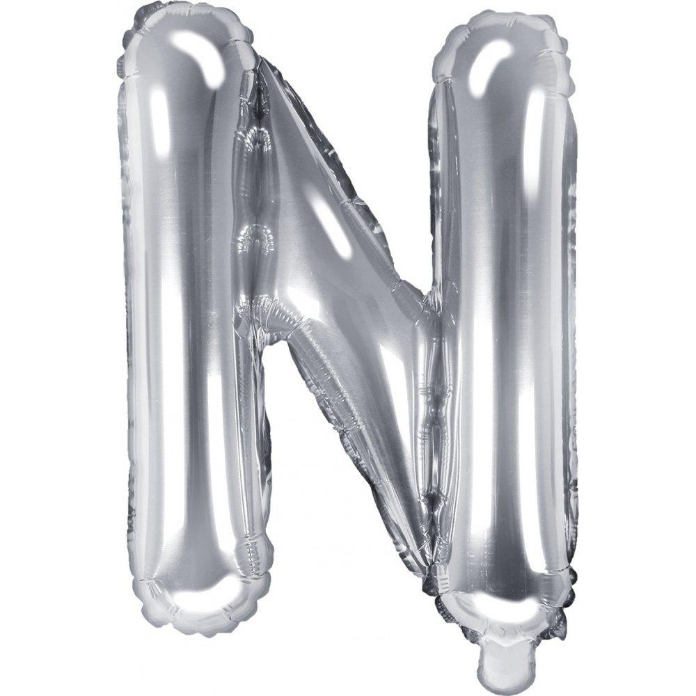 Bokstavballonger – Sølv – 35 cm – Bokstav: N – Bokstavballonger, Ballonger